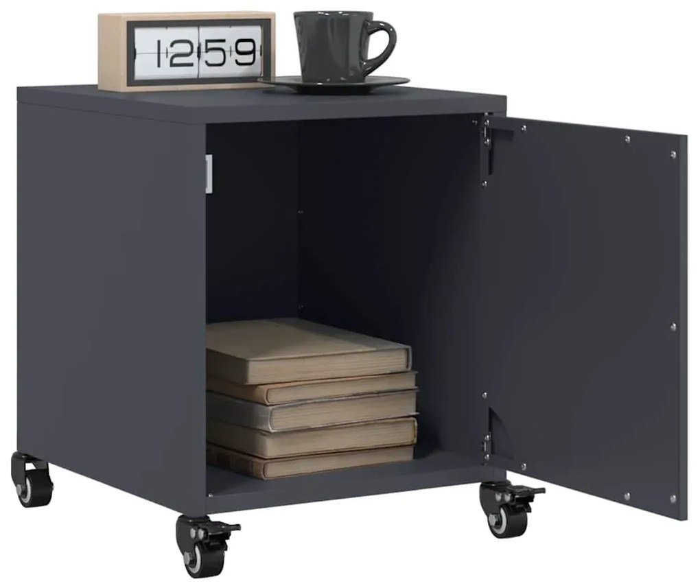 vidaXL Mesas de cabeceira 2 pcs 36x39x43,5 cm aço antracite