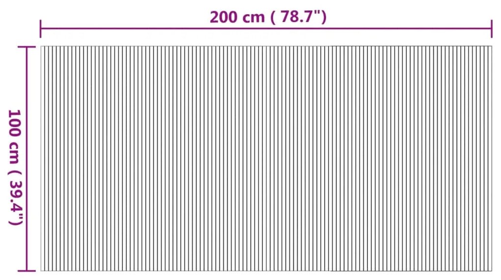 Tapete retangular 100x200 cm bambu cor natural