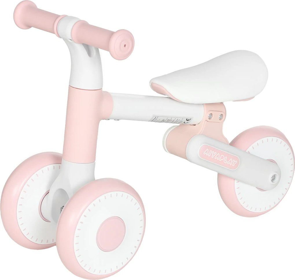 Bicicleta sem Pedais Dobrável para Bebé, 52 x 23 x 36,5 cm, Assento Ajustável, Cor-de-rosa
