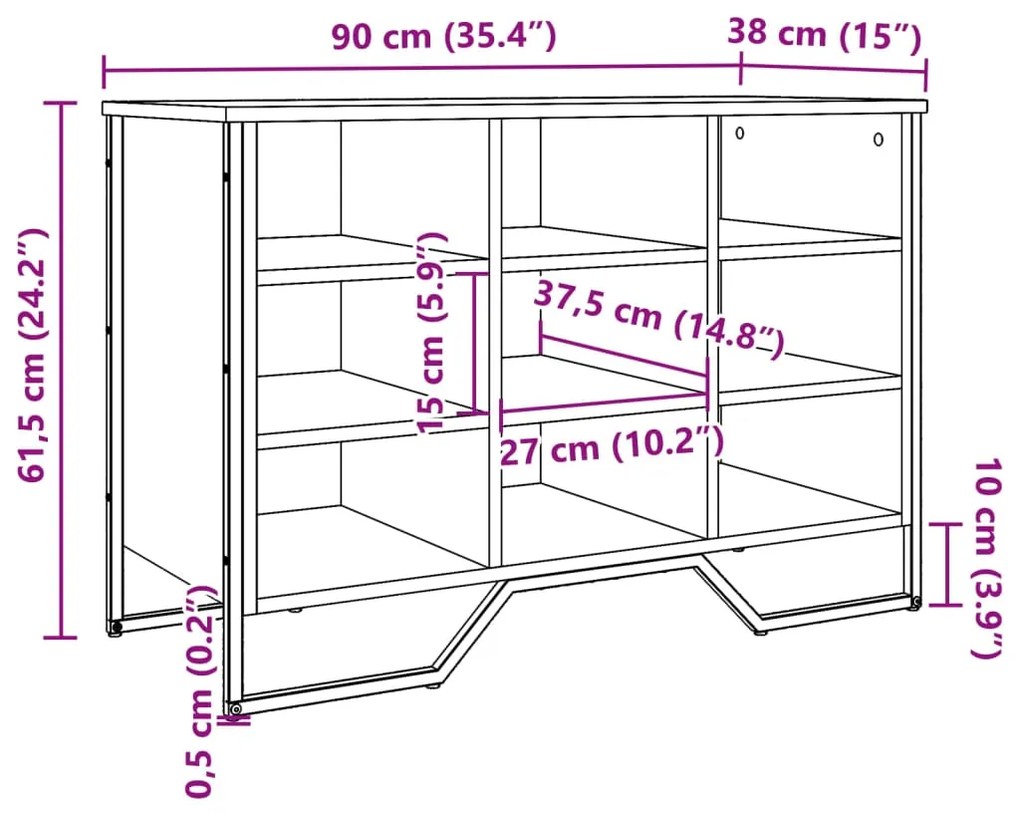 Sapateira 90x38x61,5 cm derivados de madeira cinzento sonoma