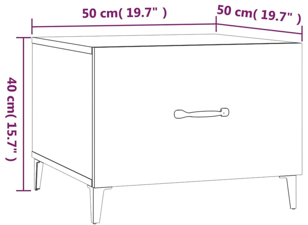Mesas de centro + pernas de metal 2pcs 50x50x40 cm sonoma cinza