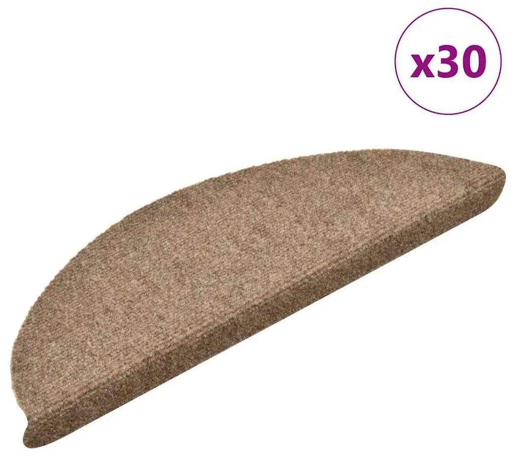 Tapetes de escada adesivos 30 pcs 56x17x3 cm creme