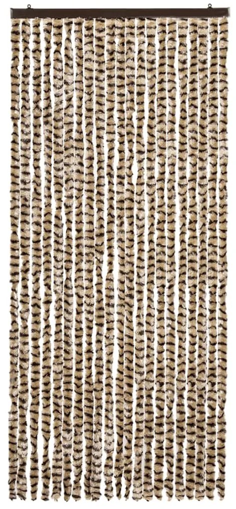 Cortina anti-insetos 90x220 cm chenille bege e castanho