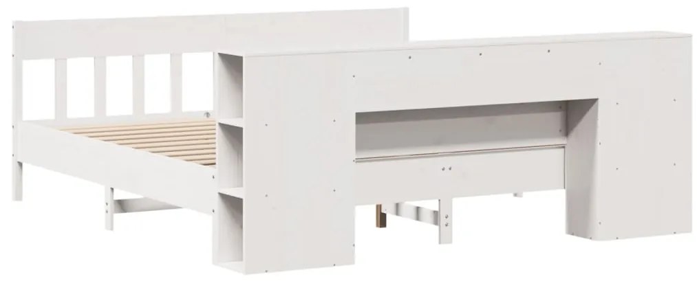 Cama com estante sem colchão 200x200 cm pinho maciço branco