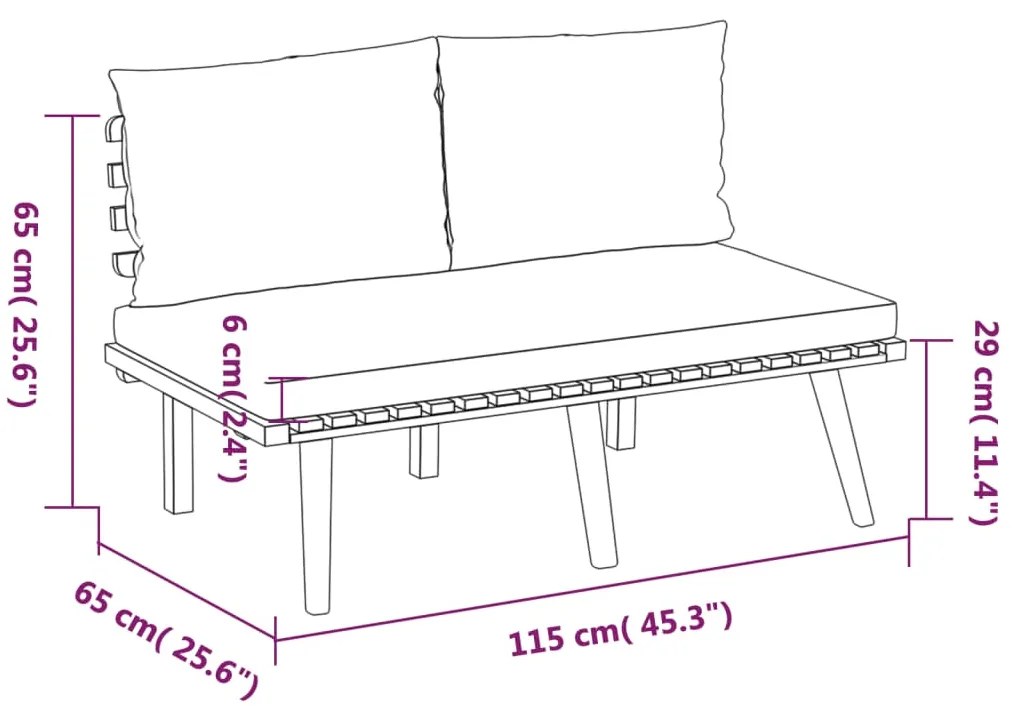 5 pcs conjunto lounge de jardim com almofadões acácia maciça