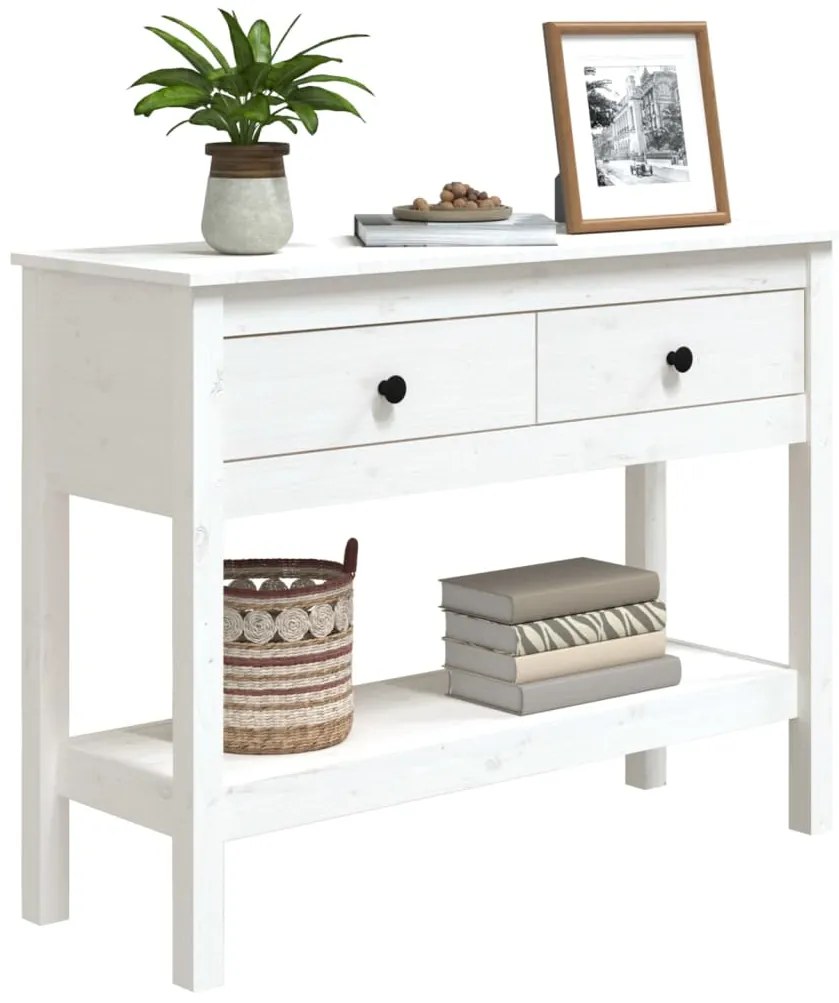 Mesa consola 100x35x75 cm pinho maciço branco