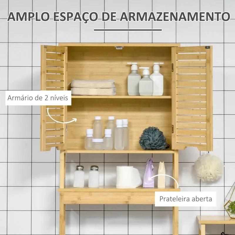 Armário de Casa de Banho para Sanita/Máquina de Lavar Cabah em Bambu -