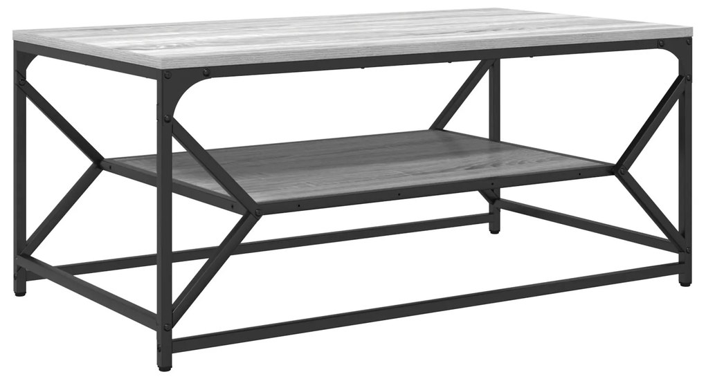 Mesa de Café vidaXL com Prateleira Cinza Sonoma 90x50x40 cm em Madeira