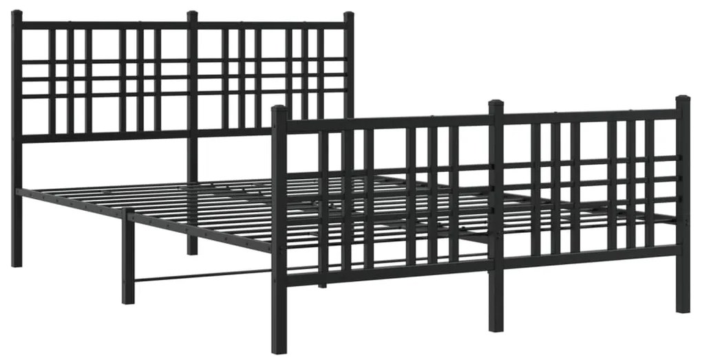 Estrutura de cama com cabeceira e pés 137x190 cm metal preto