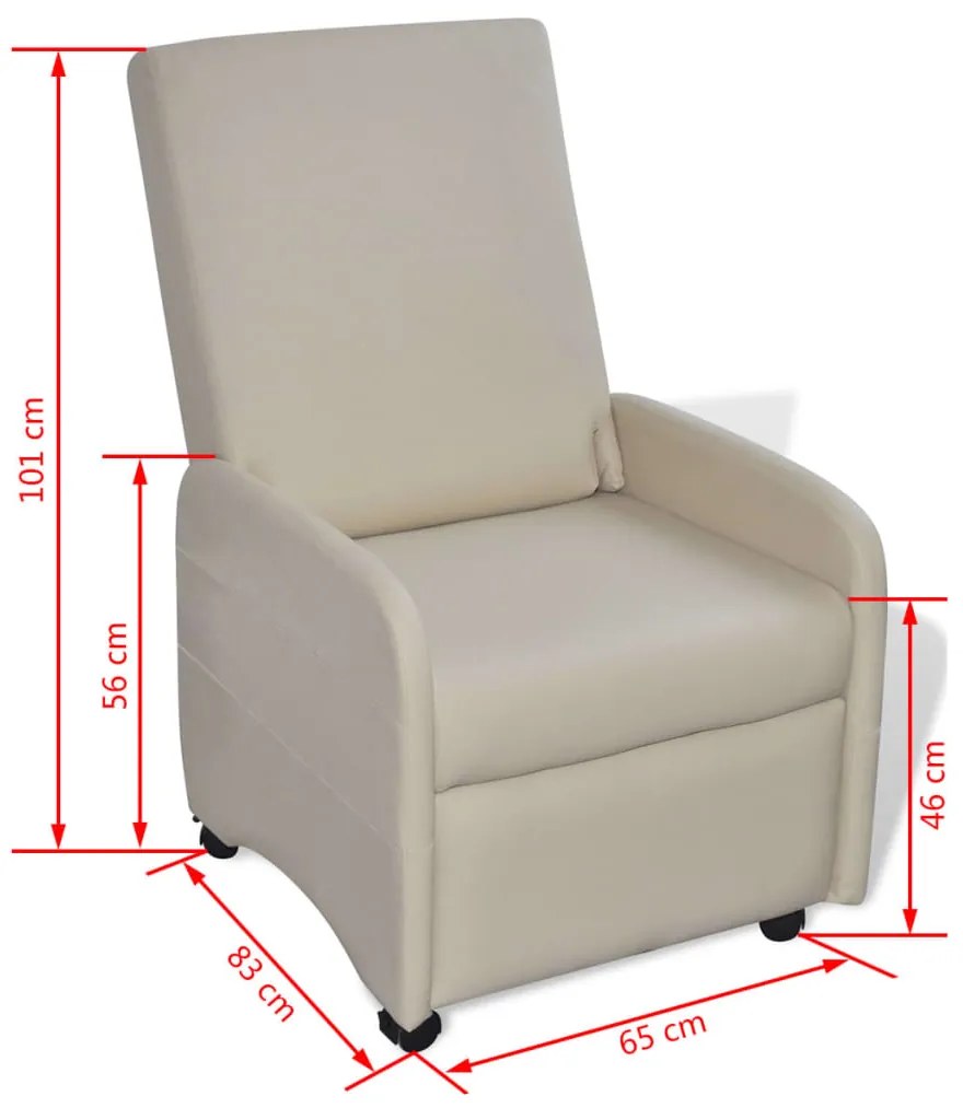 Poltrona reclinável em couro artificial creme