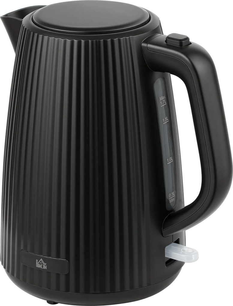 HOMCOM Jarro Elétrico 1,7L 2025W com Filtro Antical Removível Desligamento Automático Base Giratória 360° Preto | Aosom Portugal