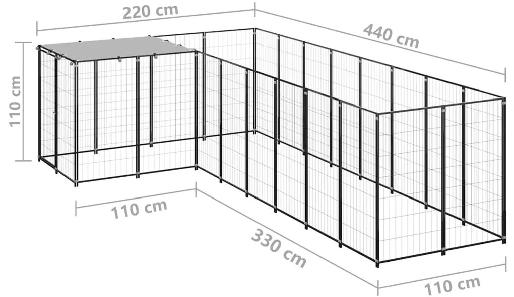 Canil 6,05 m² aço preto