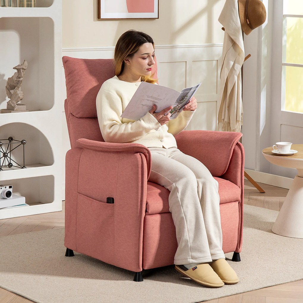 Poltrona Relax Reclinável Elétrica com Função Memória Apoio para Pés Controlo Remoto e Bolsos Laterais 80x83x104 cm Laranja