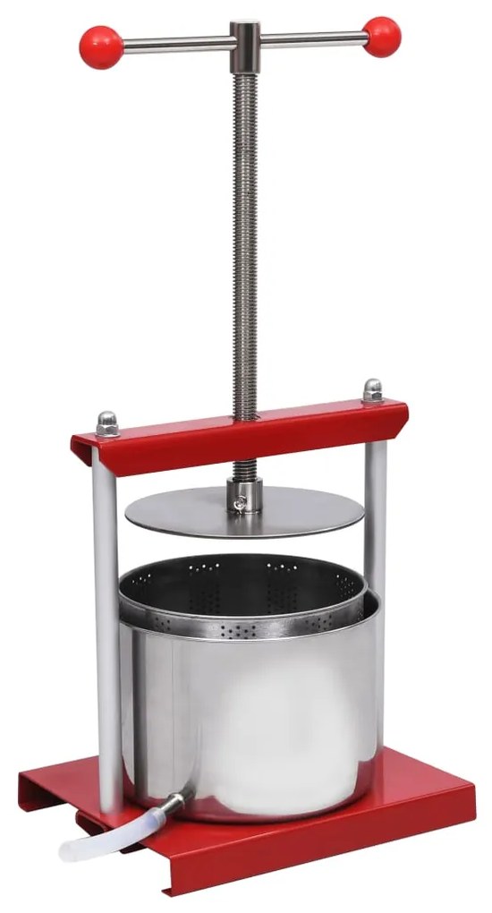 146897 vidaXL Prensa para frutas e vinhos aço inoxidável 6 L