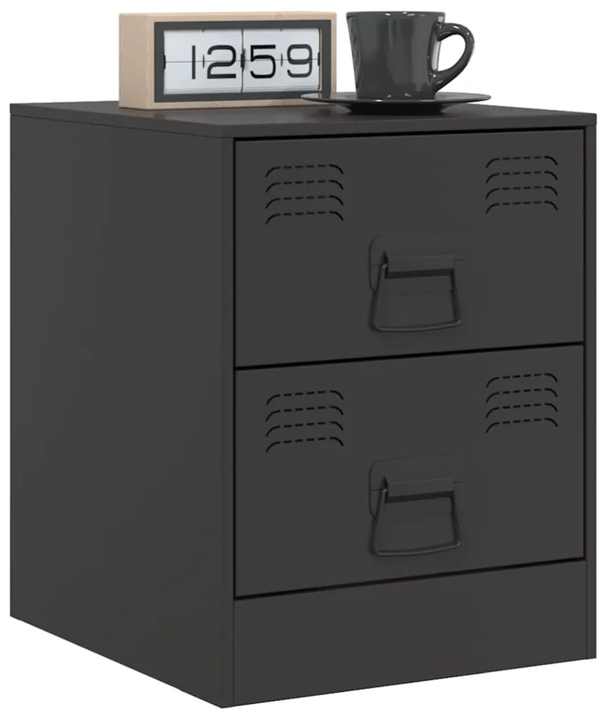 Mesas de cabeceira 2 pcs 34,5x39x44 cm aço preto