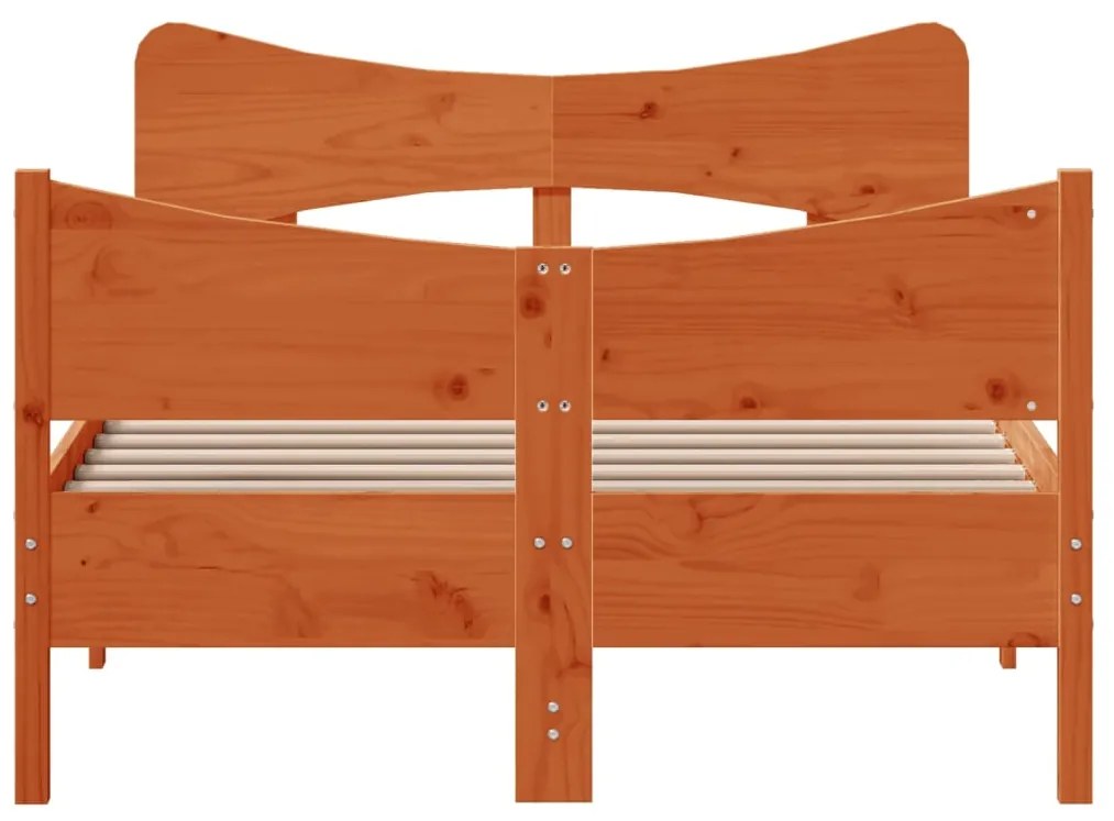 Cama sem colchão 120x190 cm madeira pinho maciça castanho-mel
