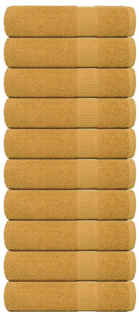 vidaXL Toalhas de banho FROGN 10 pcs 70x140 cm 360 g/m² ouro