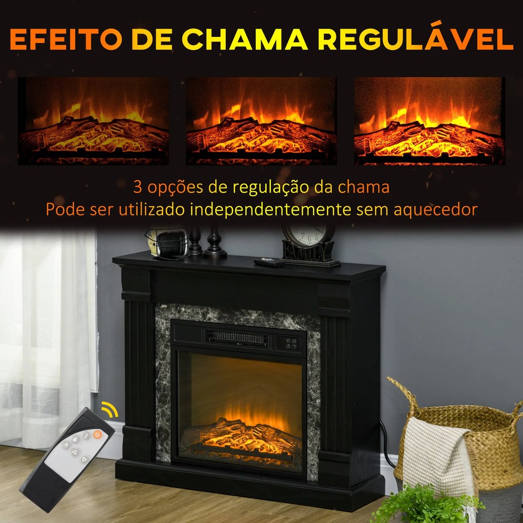 Lareira Elétrica - Preto - 80x21,6x67,8 cm - Metal, ABS e Aglomerado -