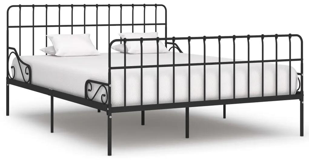 Estrutura de cama com estrado de ripas 200x200 cm metal preto