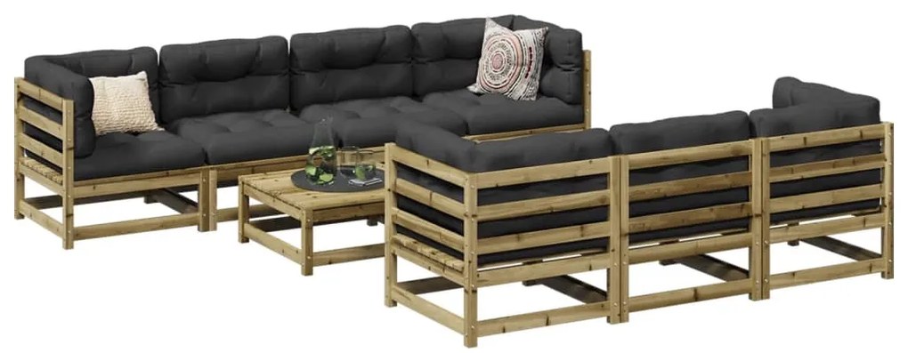 vidaXL 8 pcs conjunto sofás de jardim madeira de pinho impregnada