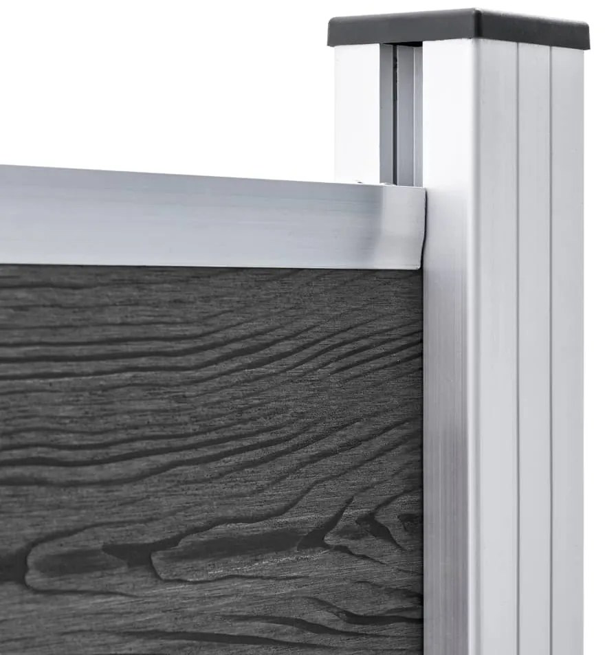 Conjunto painel de cerca 353x146 cm WPC preto