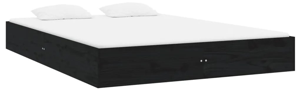 Estrutura de cama king 150x200 cm madeira maciça preto