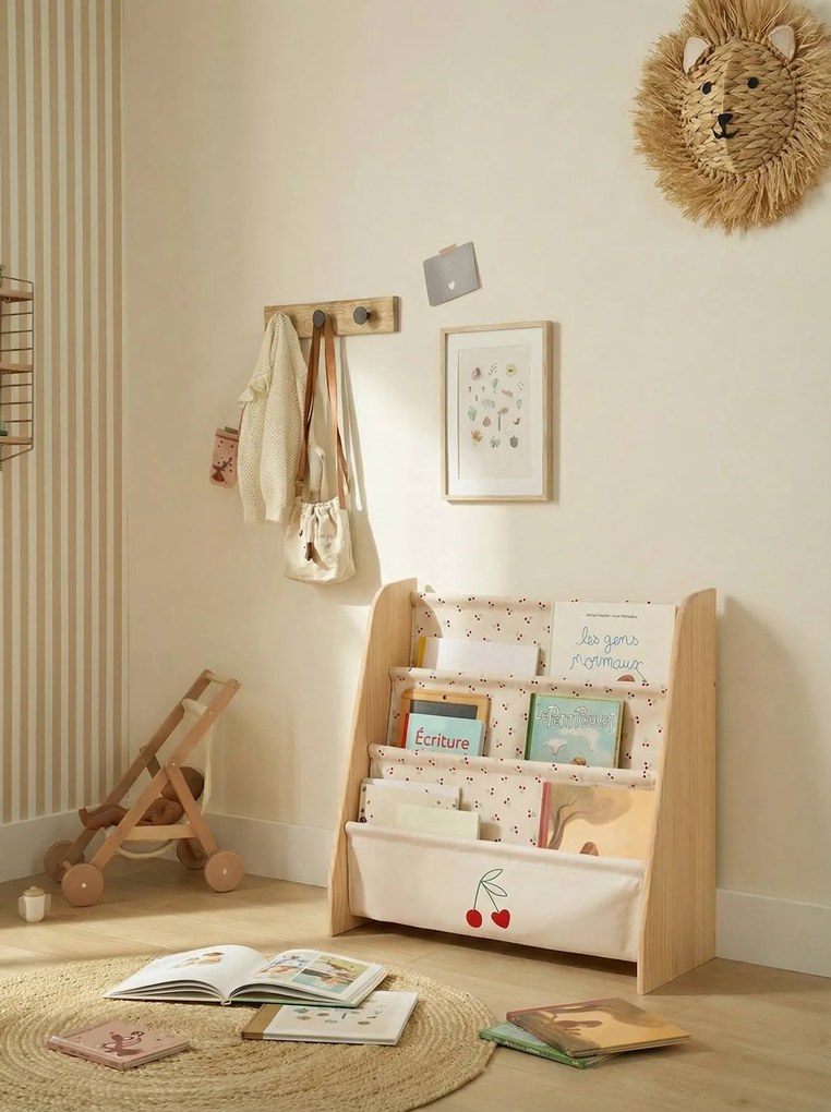 Móvel arrumação livros em têxtil estampado branco estampado