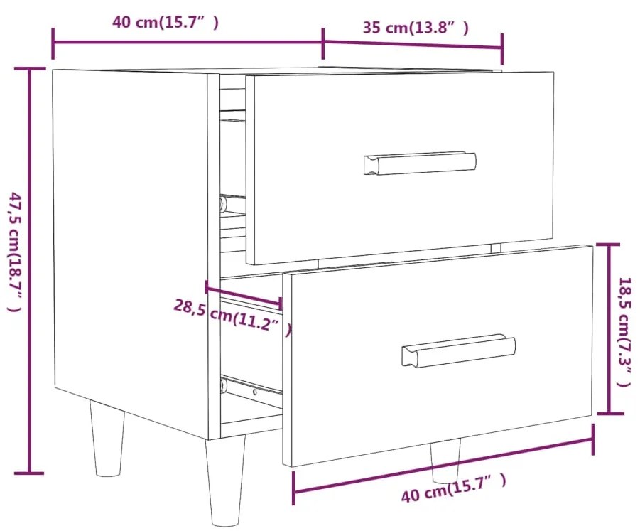 Mesa de Cabeceira Rytus com 2 Gavetas - Cinzento Cimento - Design Nórd