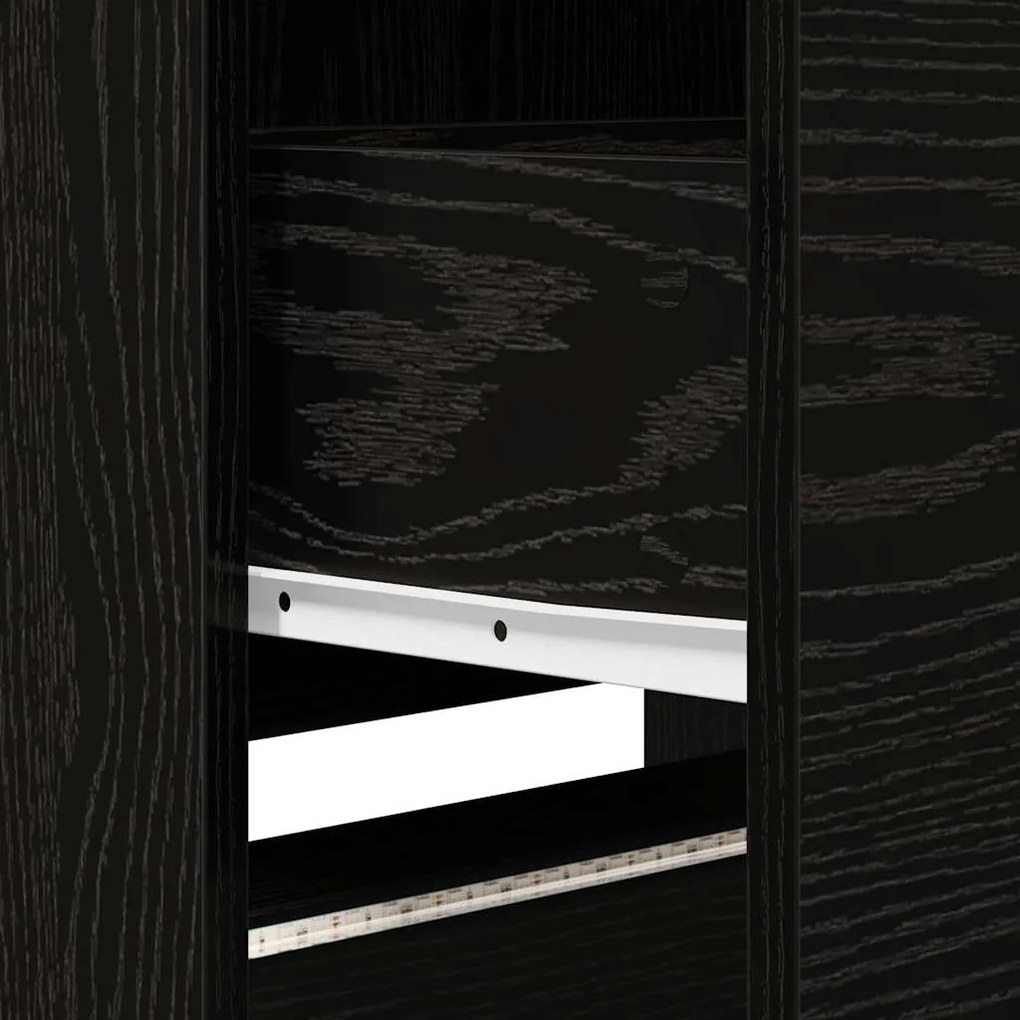 Armário de TV com LED Carvalho Preto 162.5x34x40 cm Madeira Engenheira