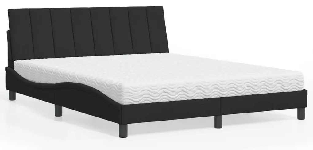Cama com colchão 160x200 cm veludo preto