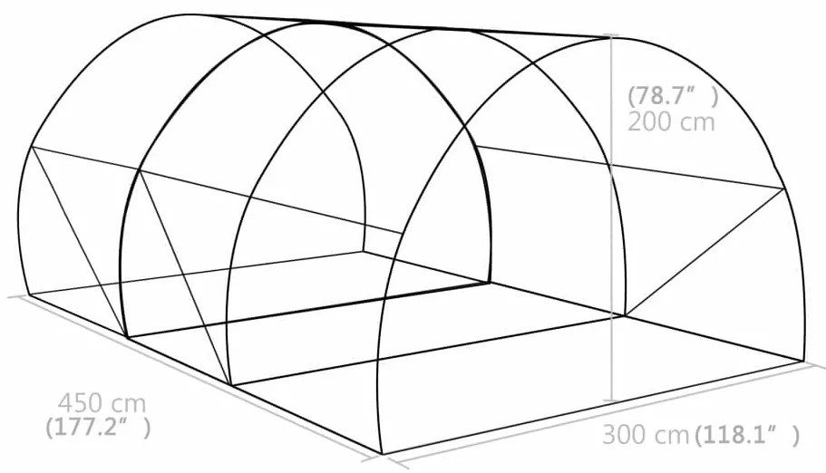 Estufa 13,5m² 450x300x200 cm