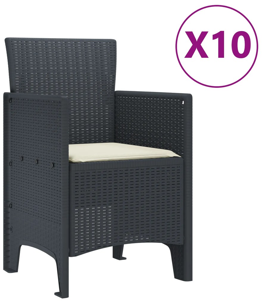 Conjunto de Jantar de 11 Peças com Almofadas de Rattan Sintético Antra