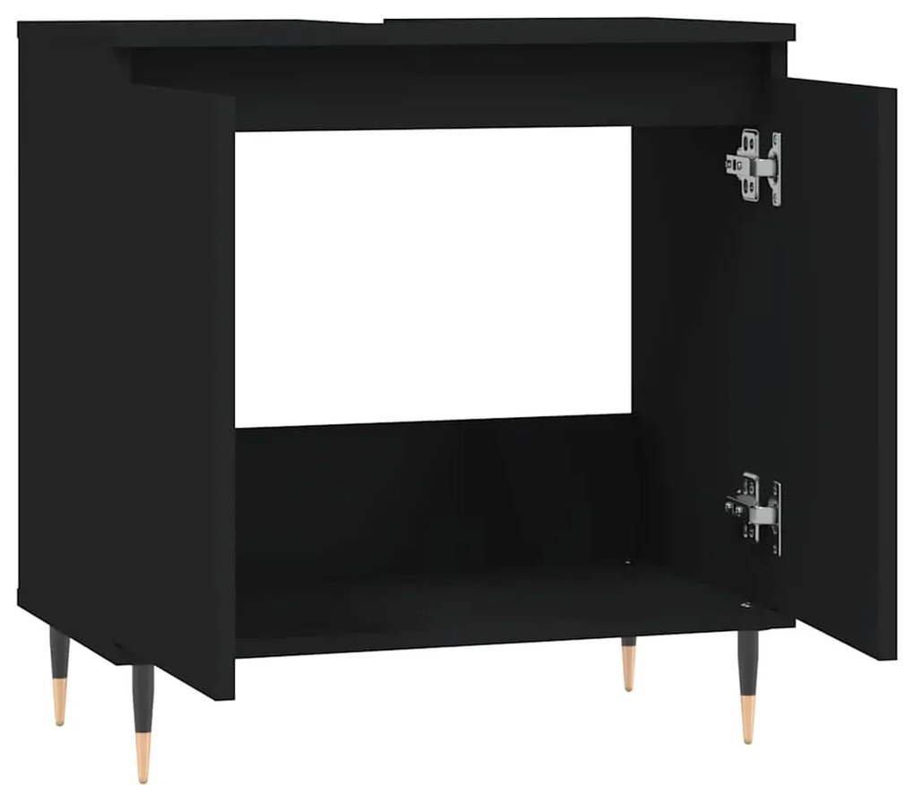 Armário de casa de banho 58x33x60 cm derivados madeira preto
