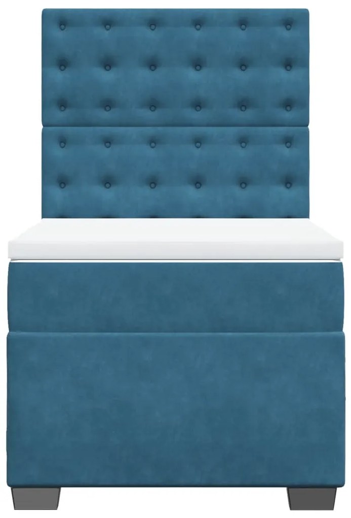 Cama boxspring com colchão 90x190 cm veludo azul