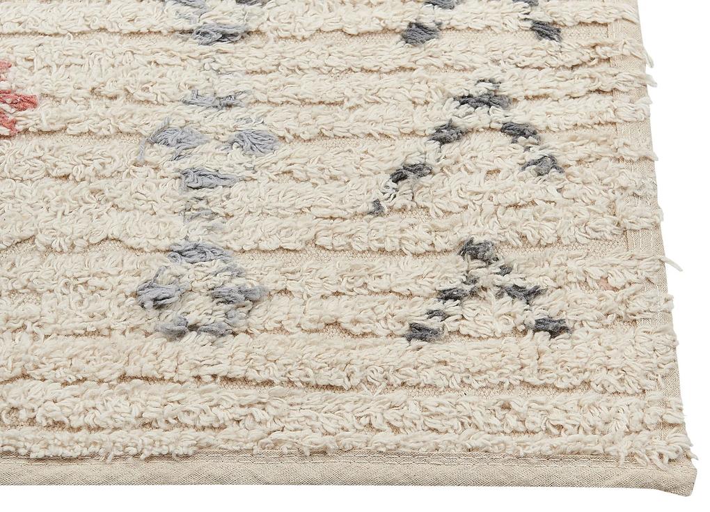 Tapete de algodão creme 80 x 150 cm DISPUR Beliani