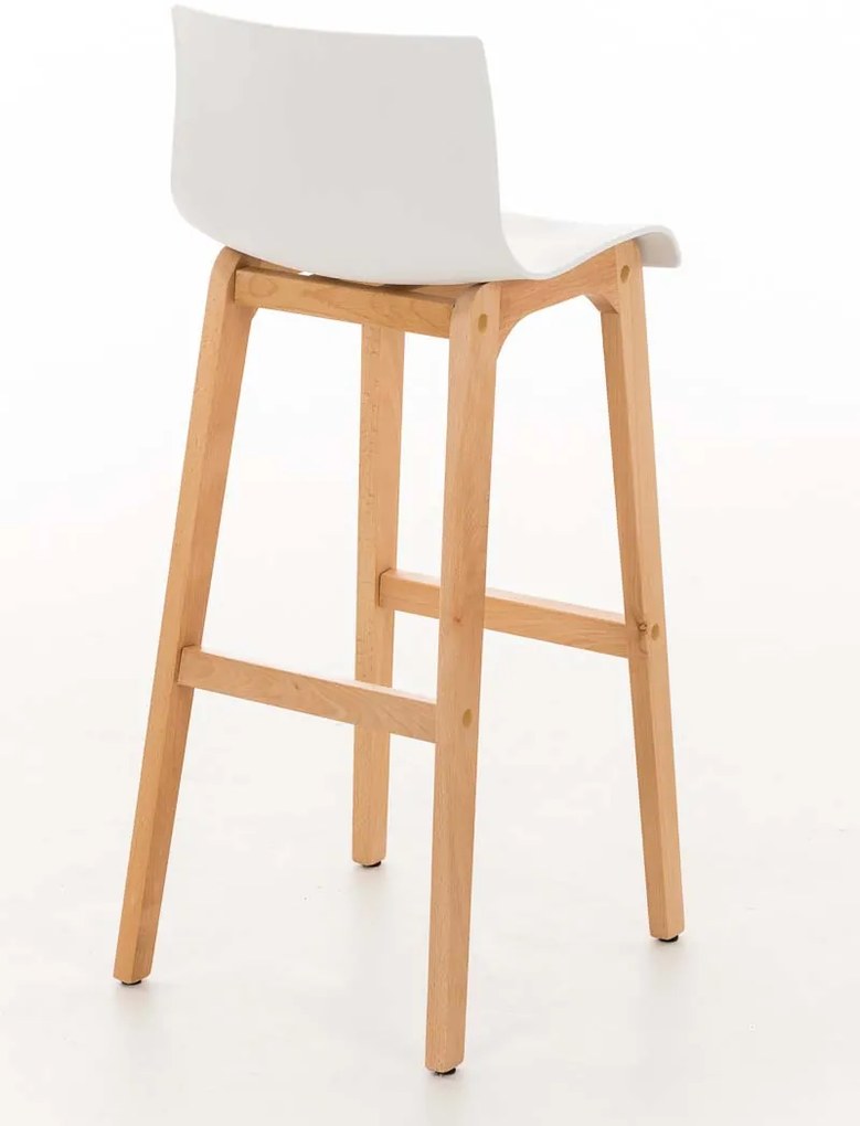Banco de bar Hoover em plástico e com estrutura de Cor Natural 41 x 101 x 46 cm Branco