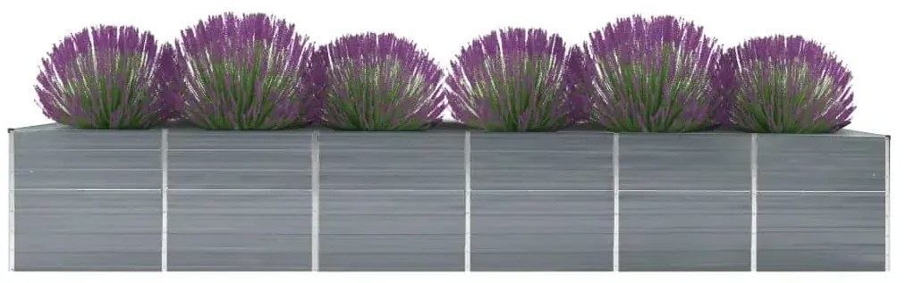 Canteiro elevado de jardim 480x80x77cm aço galvanizado cinzento