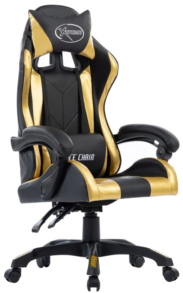 vidaXL Cadeira estilo corrida couro artificial dourado