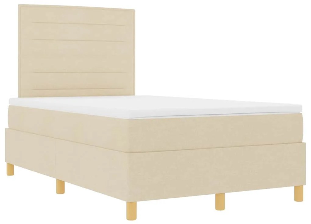Cama Box com Colchão &amp; LED Creme 120x190 cm Tecido