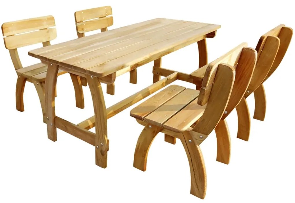 vidaXL Conjunto de jantar p/ ext. 5 pcs madeira de pinho impregnada