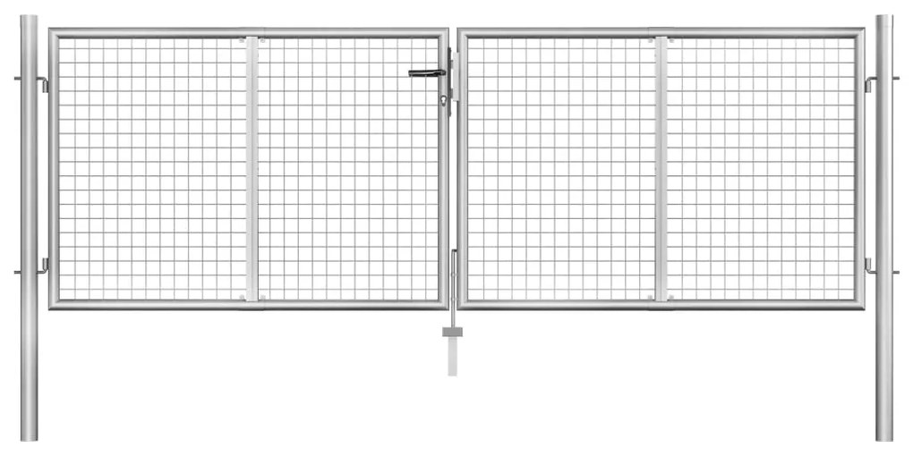 Portão de jardim em aço galvanizado 306x125 cm prateado