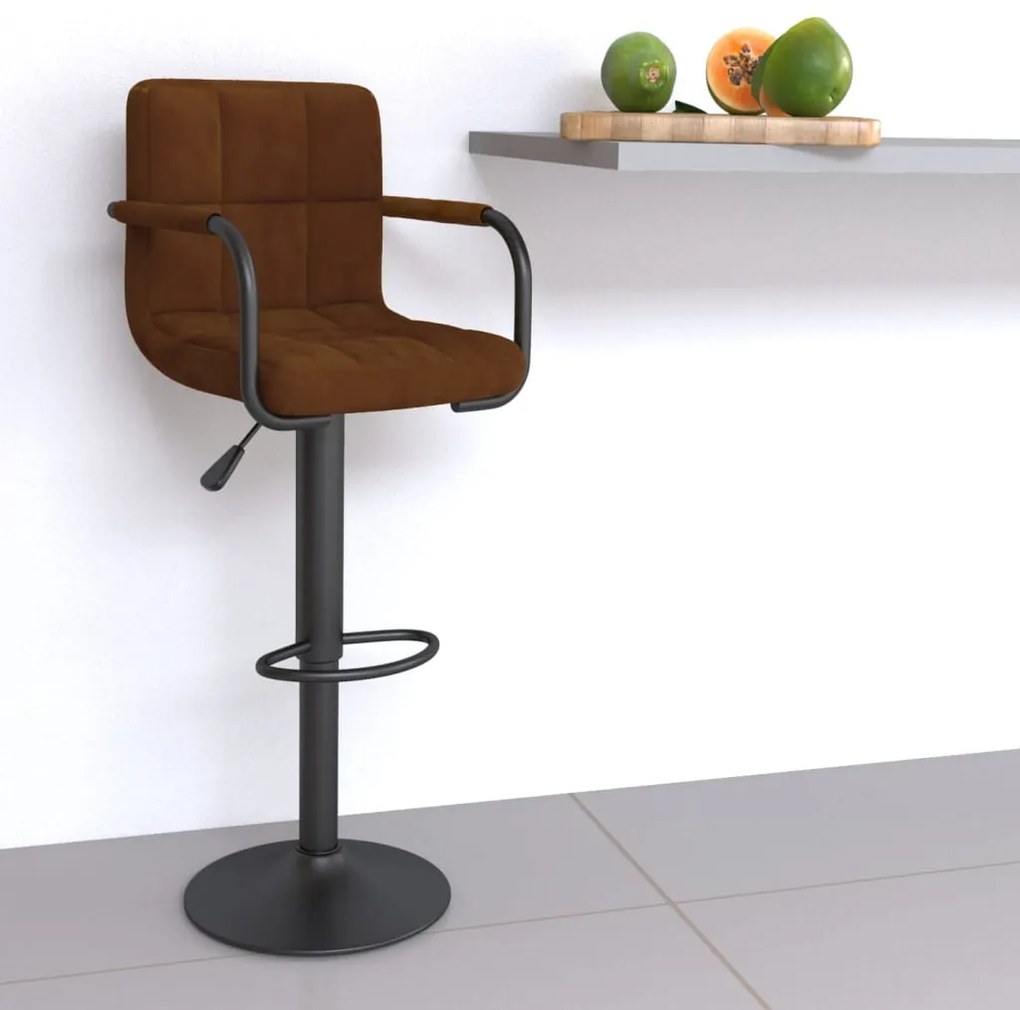 vidaXL Banco de bar veludo castanho