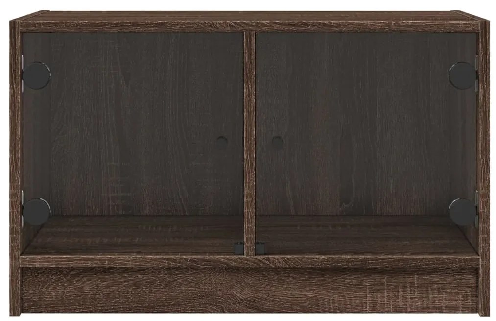 Móvel de TV c/ portas de vidro 68x37x42 cm carvalho castanho