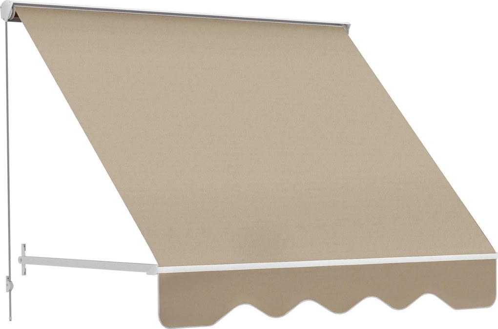 Outsunny Toldo Manual de Alumínio Retrátil Toldo de Fachada para Exterior Impermeável e Tecido de Poliéster 180x70 cm Bege | Aosom Portugal