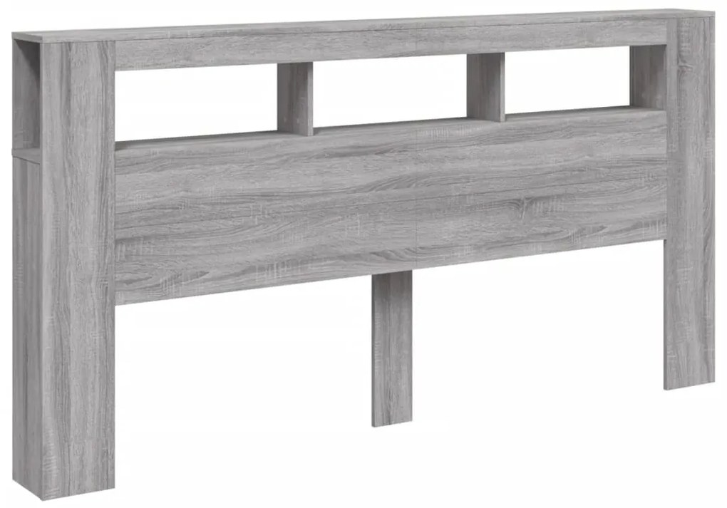 Cabeceira c/ LEDs 200x18,5x103,5 cm deriv. madeira cinza sonoma