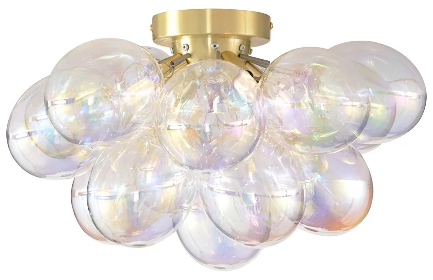 Candeeiro de Teto Design Latão com Vidro Arco-Íris 4 Luzes - Uvas Design