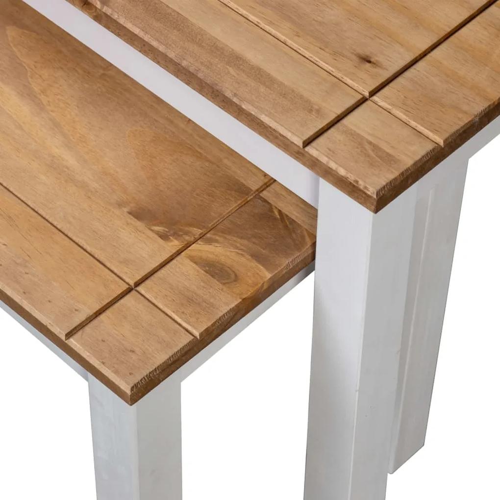 Mesas de encastrar 2 pcs madeira de pinho maciça Panama branco