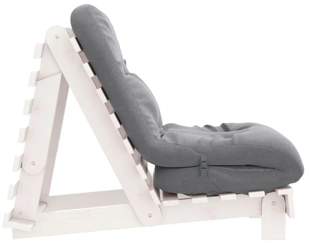 Sofá-cama futon com colchão 60x206x11 cm pinho maciço branco