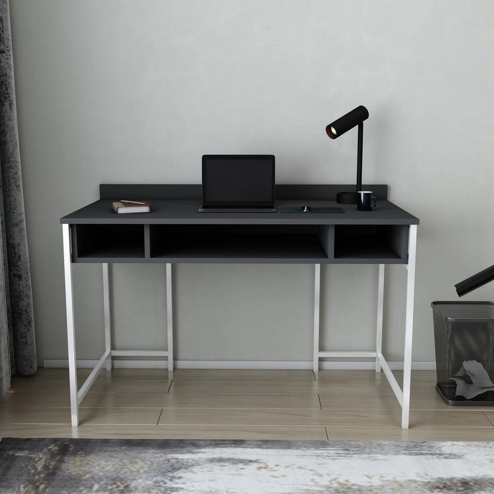 Secretária de Estudo Alma – Branco Antracite – 120x60x74.8 cm