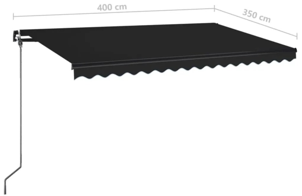 Toldo retrátil manual com LED 400x350 cm antracite